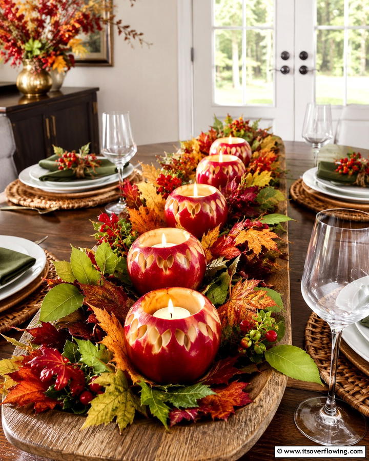Apple Candle Holders - 25 Fall Table Decor Ideas for a Seasonal and Festive Dining Experience