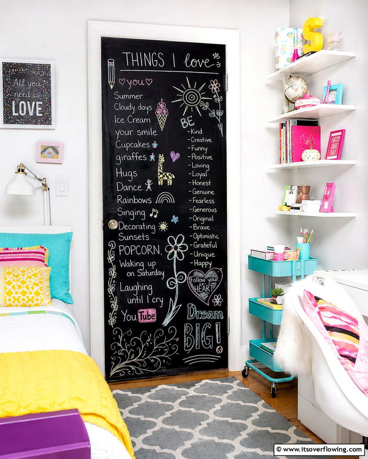 Apply Chalkboard Paint for Creativity - 25 Creative Bedroom Door Decorating Ideas for Style
