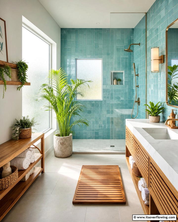 Aqua Tiles for a Spa Like Ambiance - 25 Stunning Blue Tile Bathroom Ideas for a Fresh Look