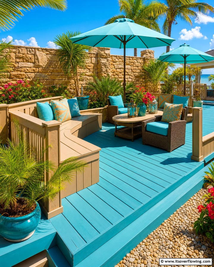 Aqua and Sandstone - 30 Two-Tone Deck Color Schemes for Dynamic Outdoor Spaces