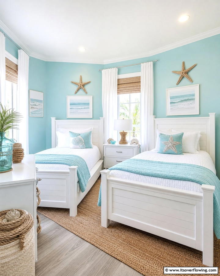 Aqua and White Duo - 20 Pastel Bedroom Ideas for a Soft and Serene Space