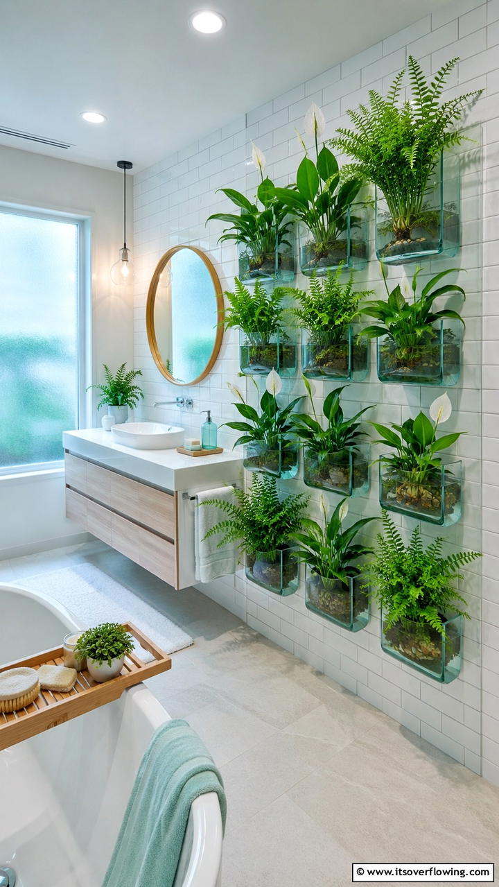 Aquatic Plant Accent - 30 Indoor Plant Wall Ideas to Transform Blank Spaces