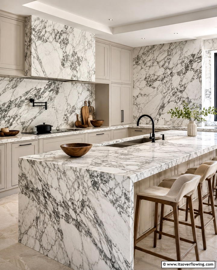 Arabescato Marble Countertop - 25 Marble Kitchen Countertops for Elegant Homes