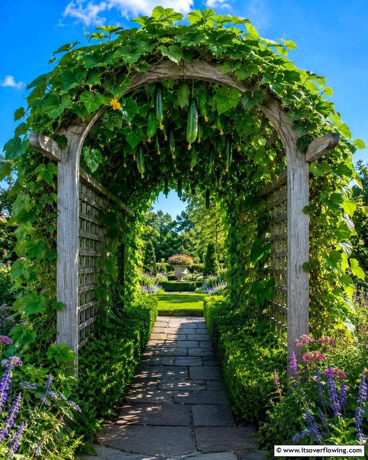 Arbor Style Trellis - 25 Cucumber Trellis Ideas for a Productive Garden