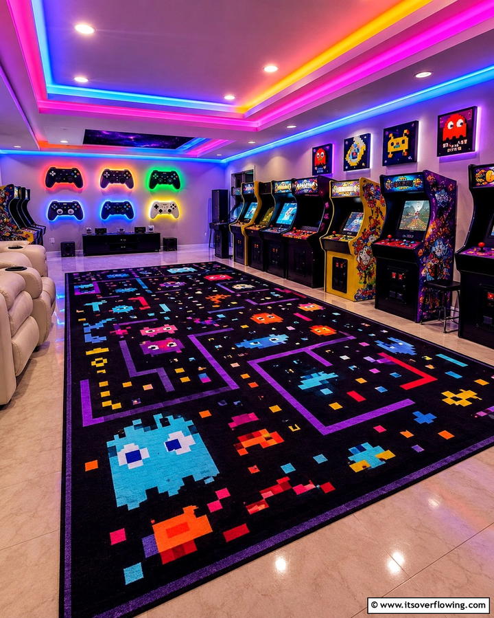 Arcade Inspired Rugs - 25 Exciting Arcade Room Ideas for Game Lovers