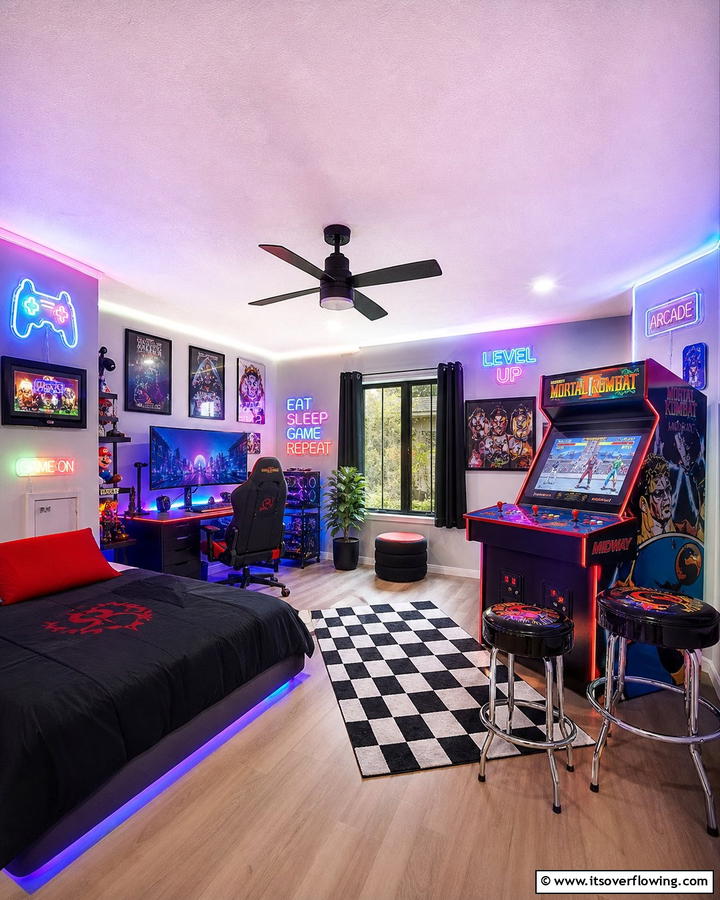 Arcade Machine Corner - 25 Boys Gaming Bedroom Ideas for the Ultimate Gaming Setup