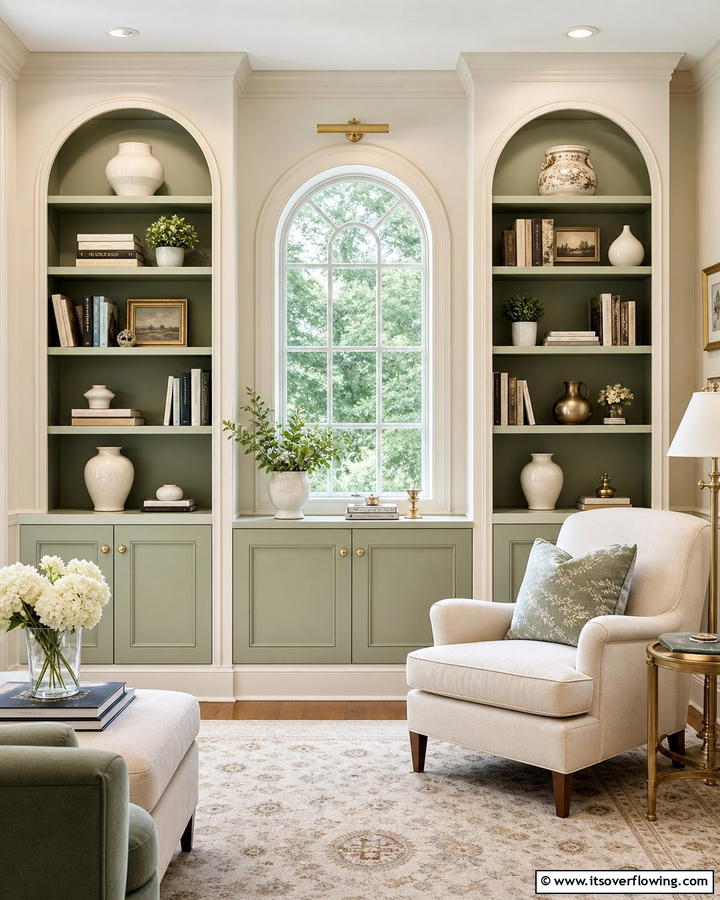 Arched Bookcases Around a Rounded Window - 20 Bookcases Around Window Design Ideas- Functional Decor