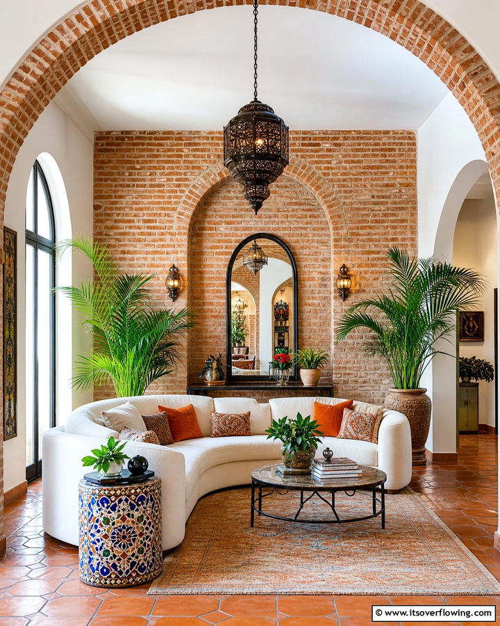 Arched Brick Walls for Architectural Drama - 25 Brick Wall Living Room Ideas for a Cozy Feel