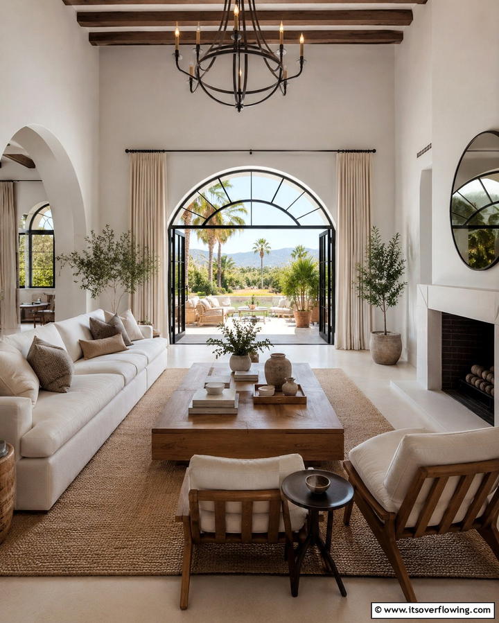 Arched Doorways and Windows - 30 Mediterranean Living Room Ideas- Warm & Inviting Spaces