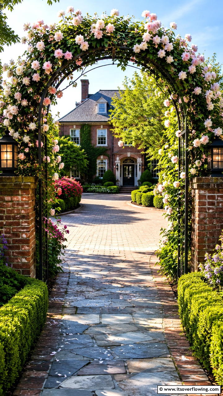 Arched Garden Entryway - 30 Driveway Landscape Ideas to Boost Curb Appeal