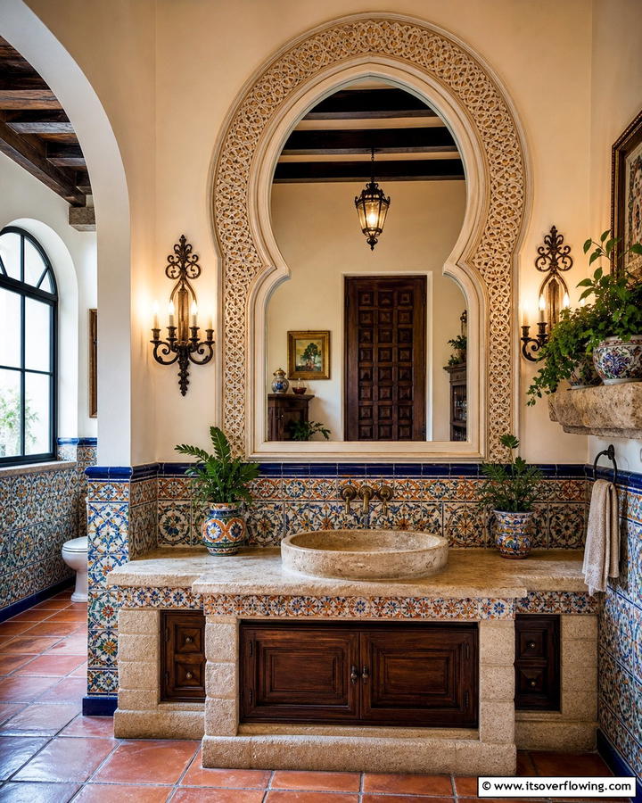Arched Mirrors and Frames - 30 Spanish Style Bathroom Ideas for Mediterranean Flair