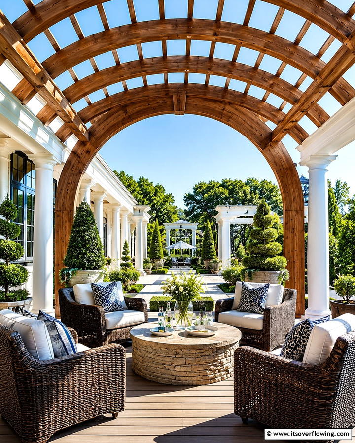 Arched Pergola for Elegant Sophistication - 30 Partially Covered Deck Ideas for Flexible Outdoor Living