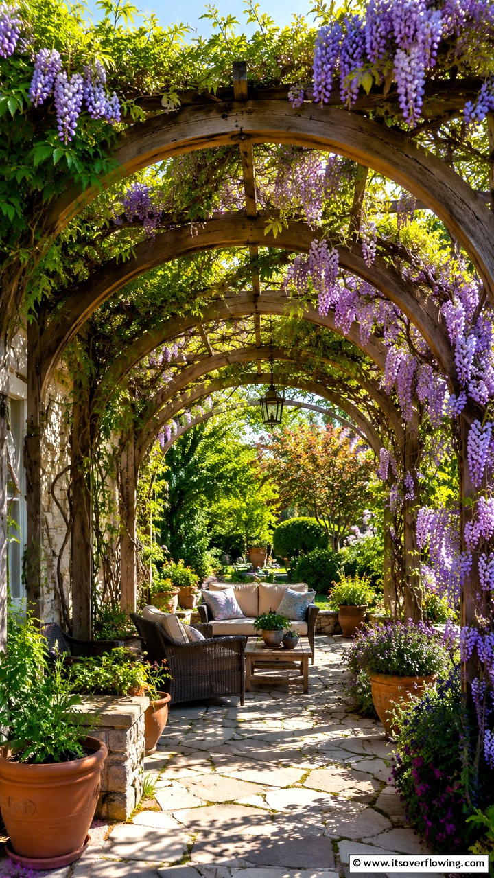Arched Pergola with Climbing Vines - 30 Garden Arch Ideas for Enchanting Outdoor Spaces