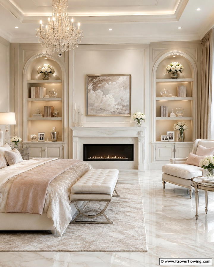 Arched Shelving for Elegance - 30 Fireplace with Bookshelves Ideas for Cozy Literary Nooks