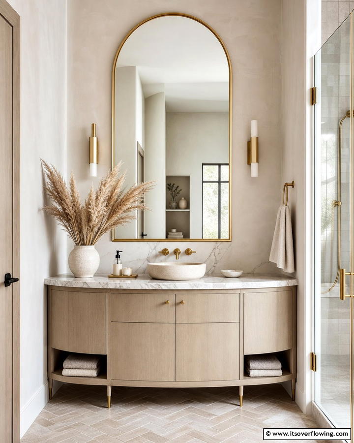 Arched Statement Mirror - 21 Stunning Bathroom Mirror Ideas to Enhance Your Vanity Area