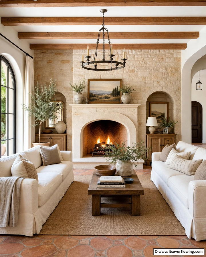 Arched Stone Surrounds - 20 Mediterranean Fireplace Ideas for a Warm Ambiance
