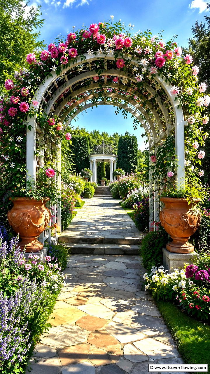 Arched Trellis Charm - 30 Greek Garden Ideas- Mediterranean-Inspired Landscaping