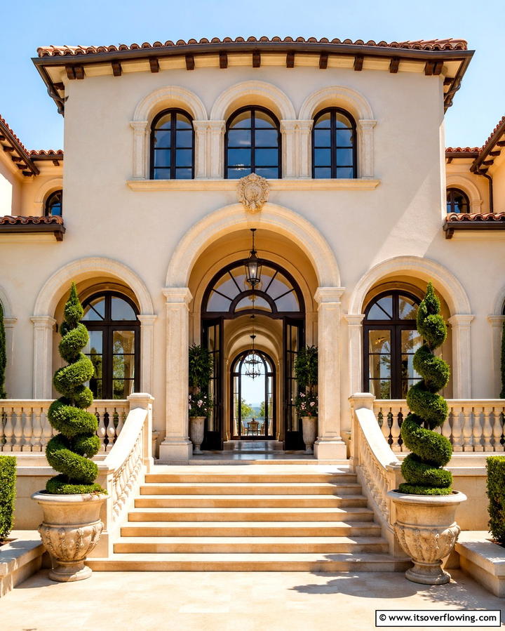Arched Windows and Doorways - 30 Mediterranean House Exterior Ideas for Coastal Charm