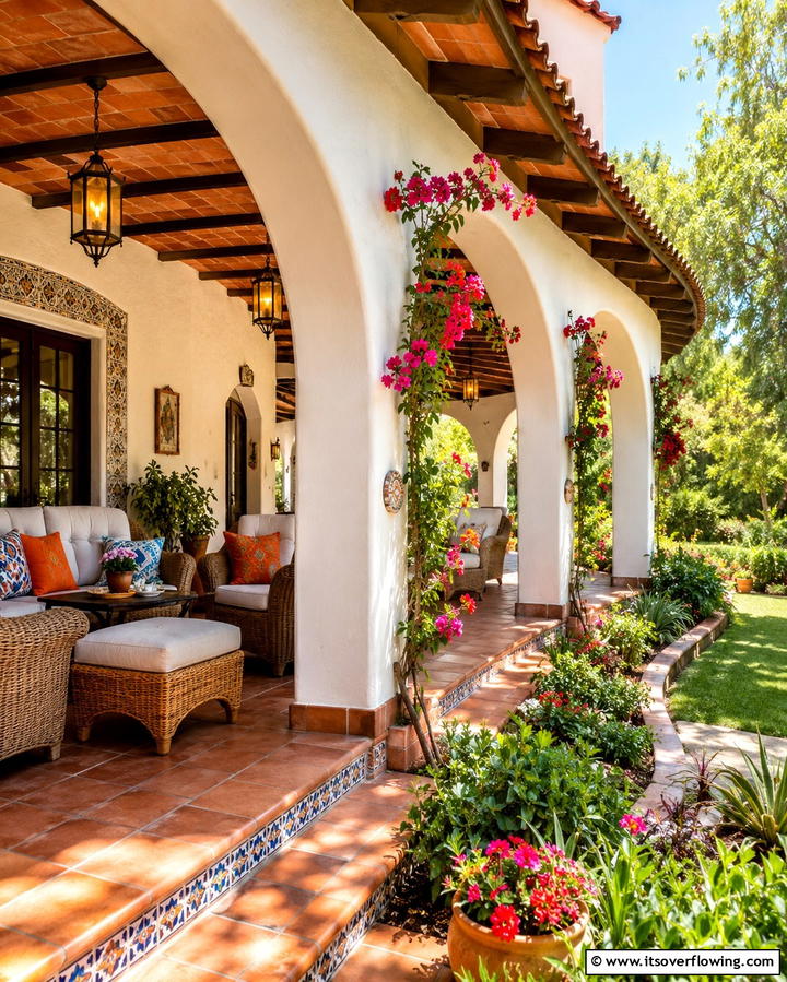 Arching Verandas - 30 Spanish Bungalow Exterior Ideas for Mediterranean Charm