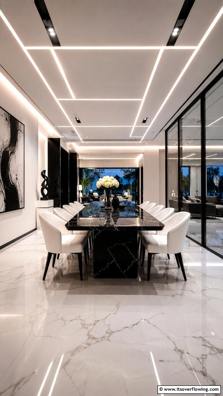 Architectural LED Innovations - 30 Dining Room Ceiling Ideas to Elevate Your Space