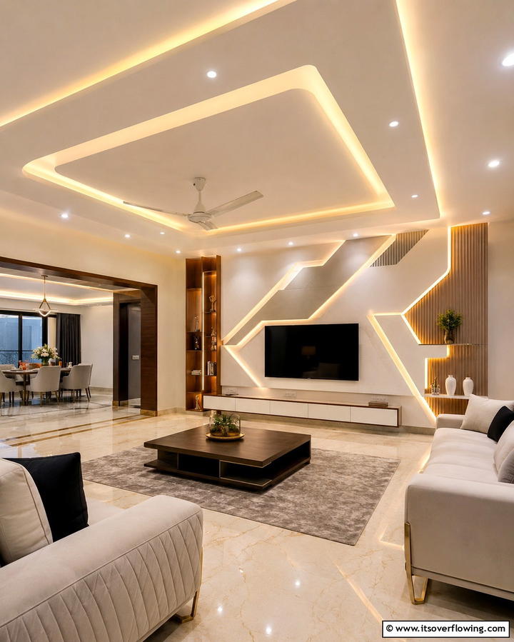 Architectural Pop Integration - 30 Pop Ceiling Design Ideas for Modern Home Interiors