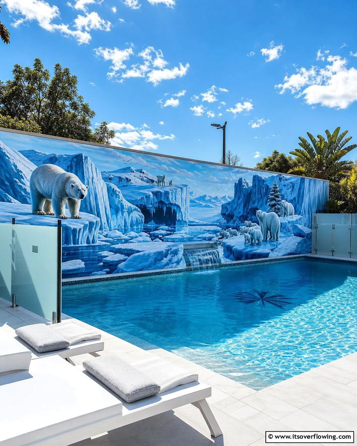Arctic Ice Wonderland - 20 Pool Mural Ideas to Enhance Your Backyard Oasis