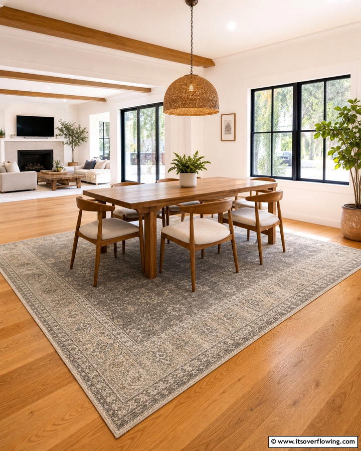 Area Rugs Over Hardwood Floors - 20 Cozy Carpeted Dining Room Ideas for Comfort
