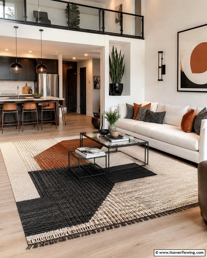 Area Rugs for Defined Spaces - 30 Space-Saving Condo Living Room Ideas for Urban Dwellers
