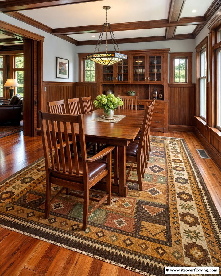 Area Rugs for Warmth and Texture - 20 Craftsman Dining Room Ideas for a Timeless Look