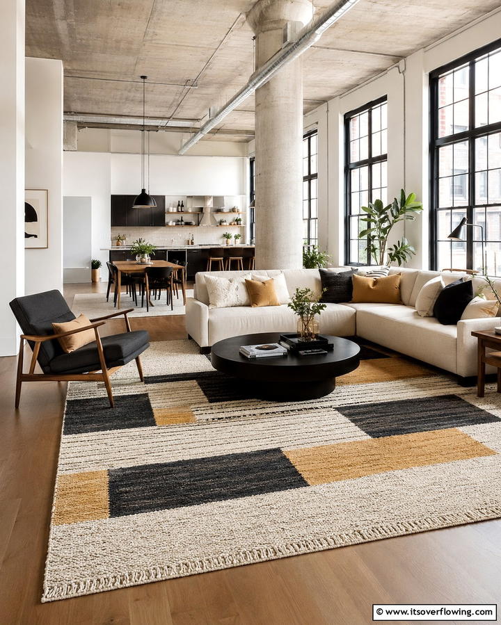 Area Rugs for Zoning - 25 Loft-style Living Room Ideas for Modern Homes