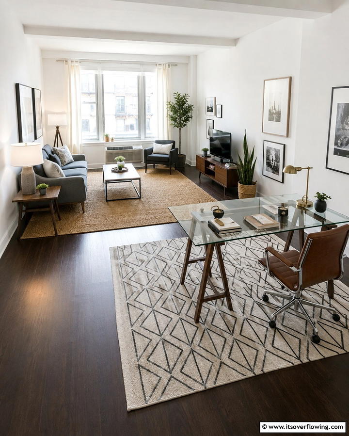 Area Rugs to Define Separate Spaces - 25 Small Apartment Ideas for Guys- Stylish & Functional