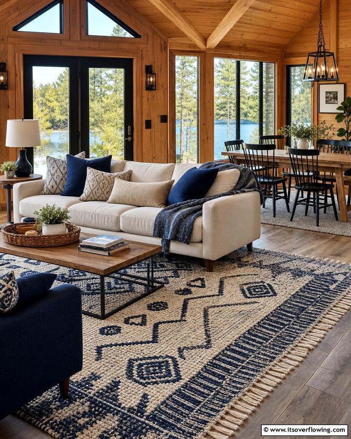 Area Rugs to Define Spaces - 25 One Room Cabin Interior Design Ideas for a Cozy Retreat