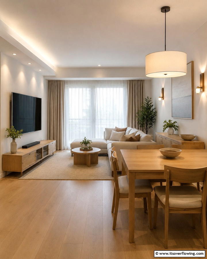Area Rugs to Define Zones - 20 Small Living Room Ideas With TV and Dining Table