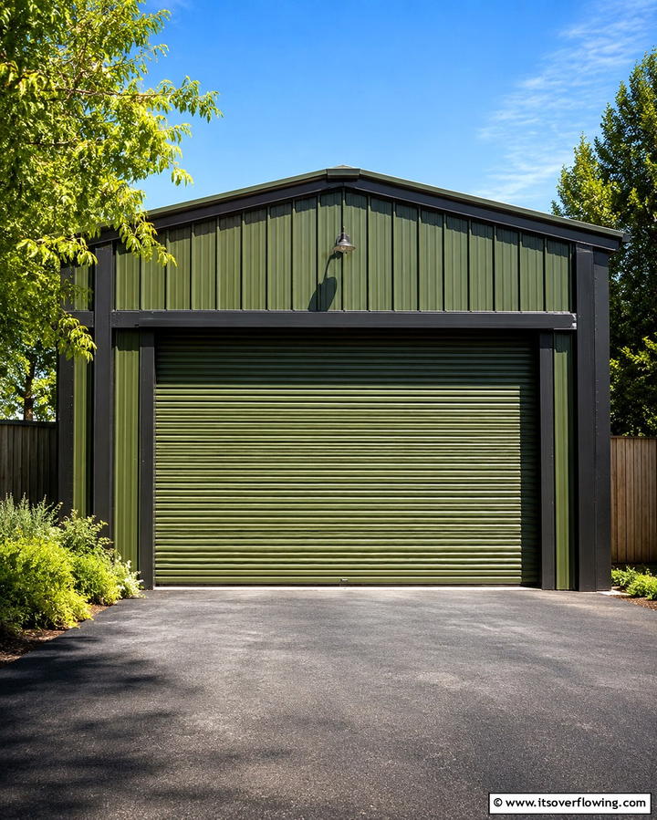 Army Green for a Sturdy Look - 25 Green Garage Door Ideas for a Stylish Exterior