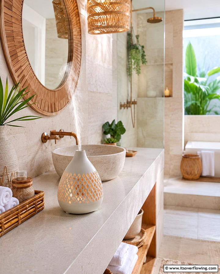 Aromatherapy Diffuser - 25 Spa-Like Bathroom Ideas for a Relaxing Retreat