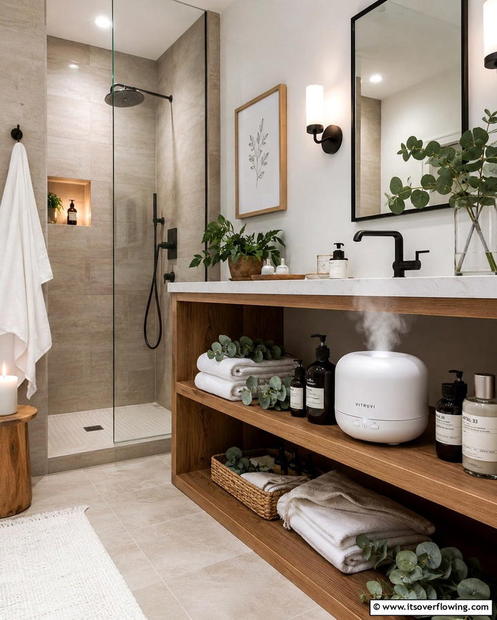 Aromatherapy Diffusers for Relaxation - 25 Spa-Like Bathroom Ideas for a Relaxing Retreat