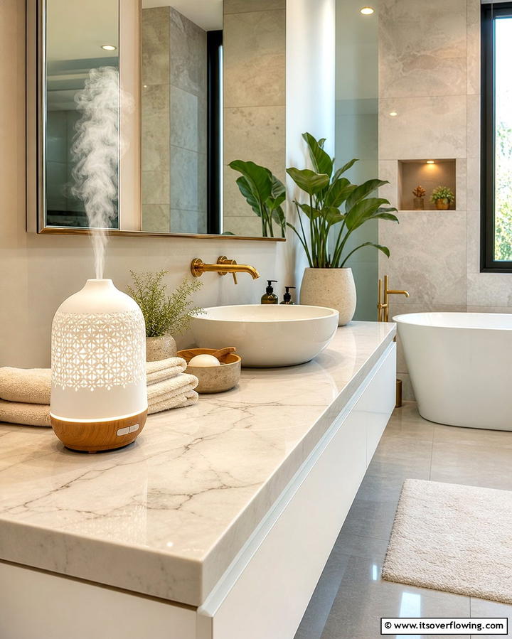 Aromatherapy Diffusers for Relaxation - 25 Cozy Bathroom Ideas for a Relaxing Space