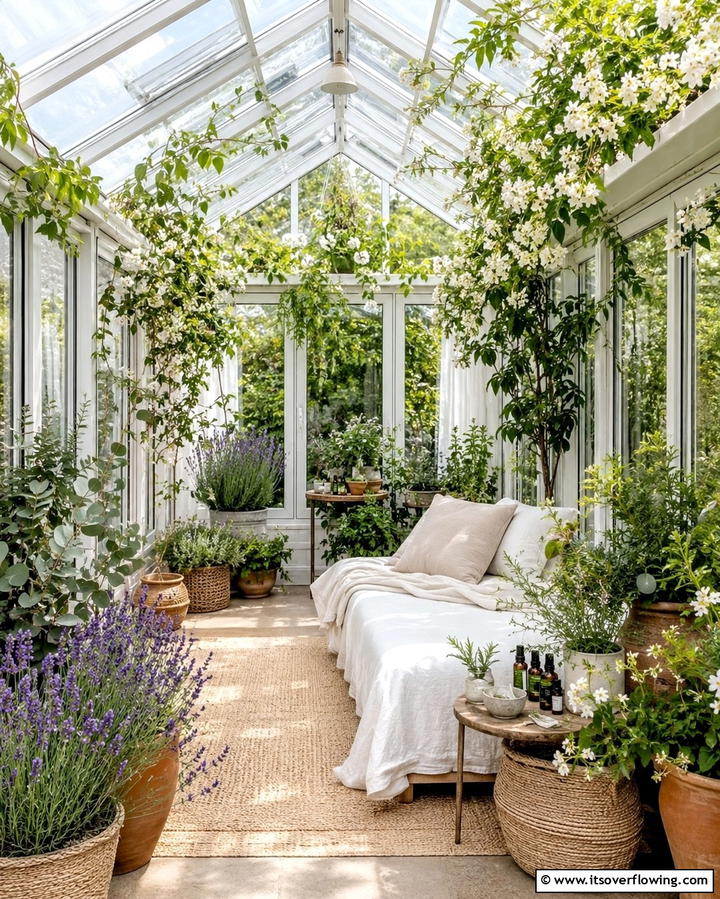 Aromatherapy Greenhouse Retreat - 25 Greenhouse Room Ideas for a Plant Lover’s Paradise
