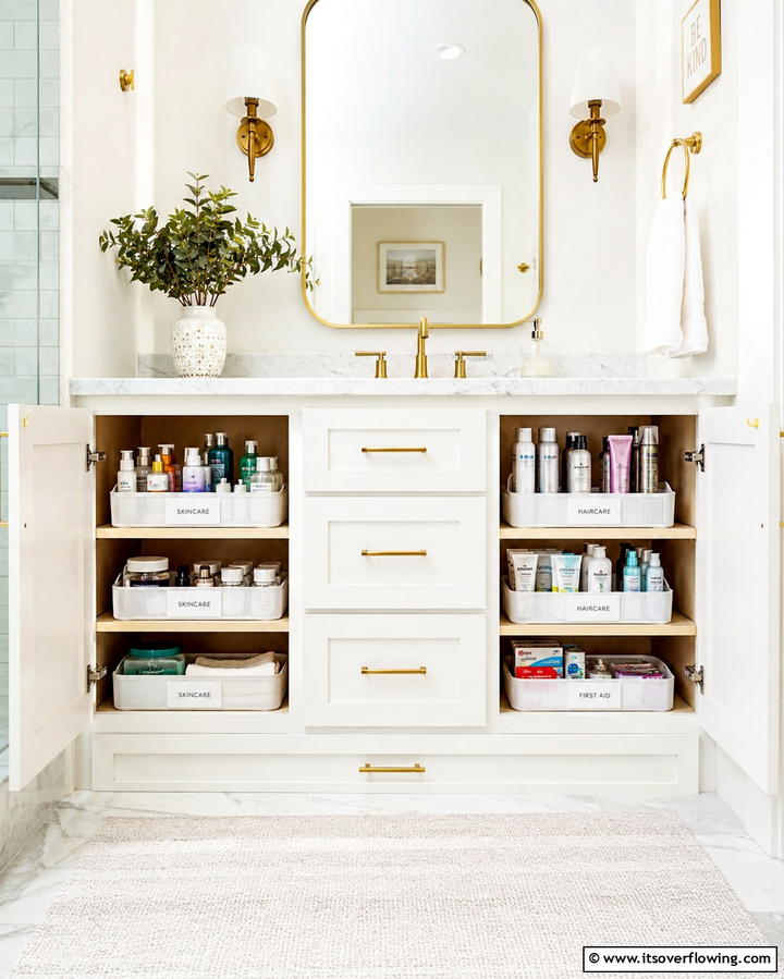 Arrange Items by Category - 25 Bathroom Cabinet Organization Ideas for a Clutter-Free Space