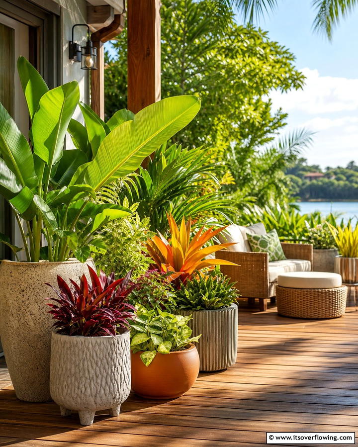 Arrange Plants in Decorative Planters - 25 Deck Decorating Ideas With Plants for a Lush Outdoor Space