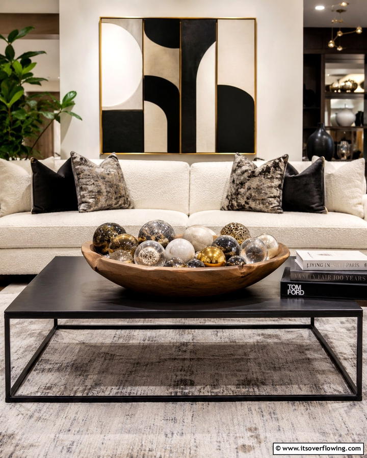 Arrange a Bowl of Decorative Spheres - 25 Coffee Table Decor Ideas for Stylish Living Rooms