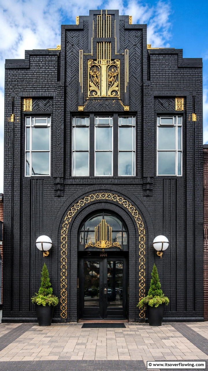 Art Deco Black Brick Exterior - 30 Black Brick House Exteriors for Bold Curb Appeal