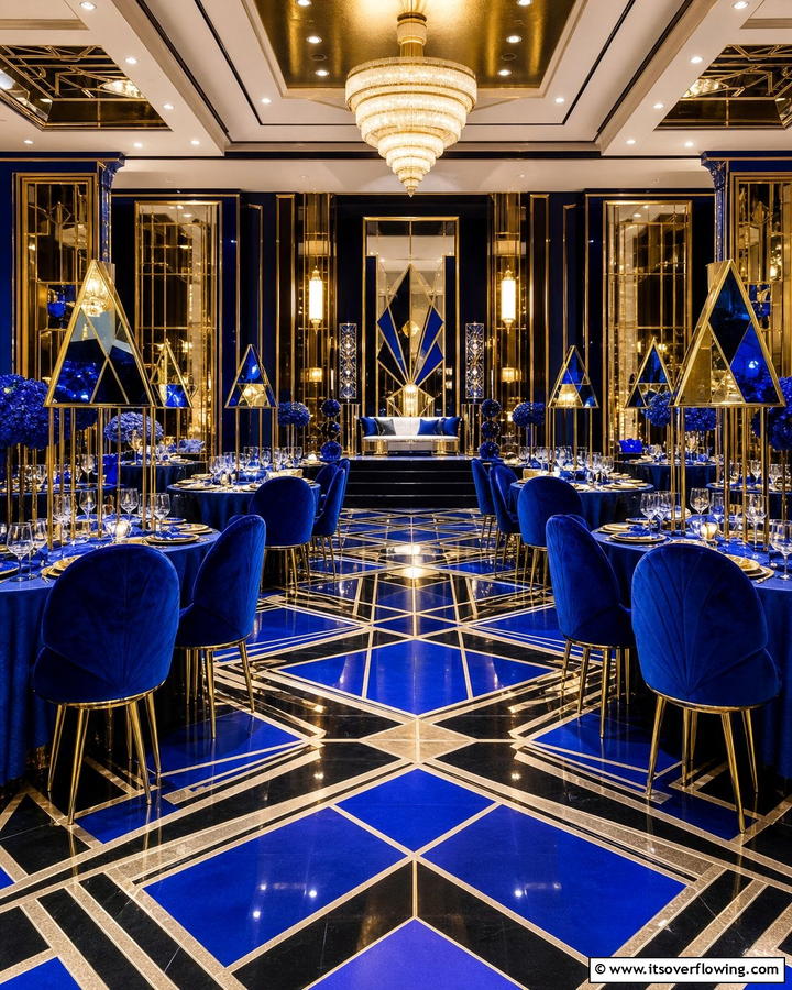 Art Deco Blue Glam - 30 Blue Wedding Theme Ideas for Serene Celebrations