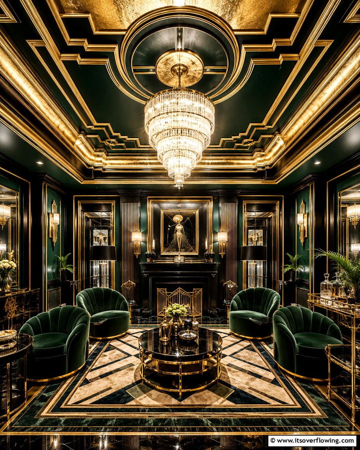 Art Deco Ceiling Flair - 30 Accent Ceiling Ideas to Elevate Your Space