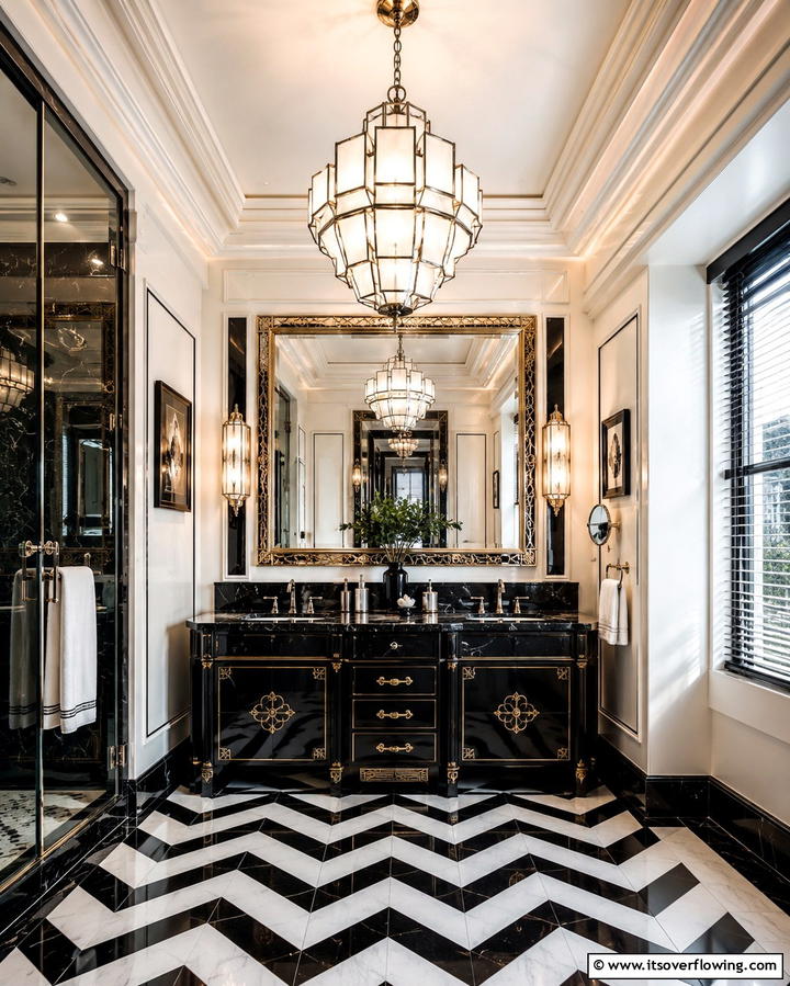 Art Deco Chandeliers for Glamorous Appeal - 25 Bathroom Chandelier Ideas for a Luxurious Touch
