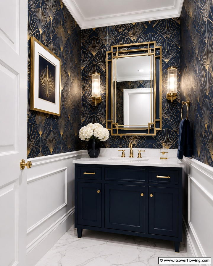 Art Deco Elegance - 25 Powder Room Wallpaper Ideas to Elevate Your Space