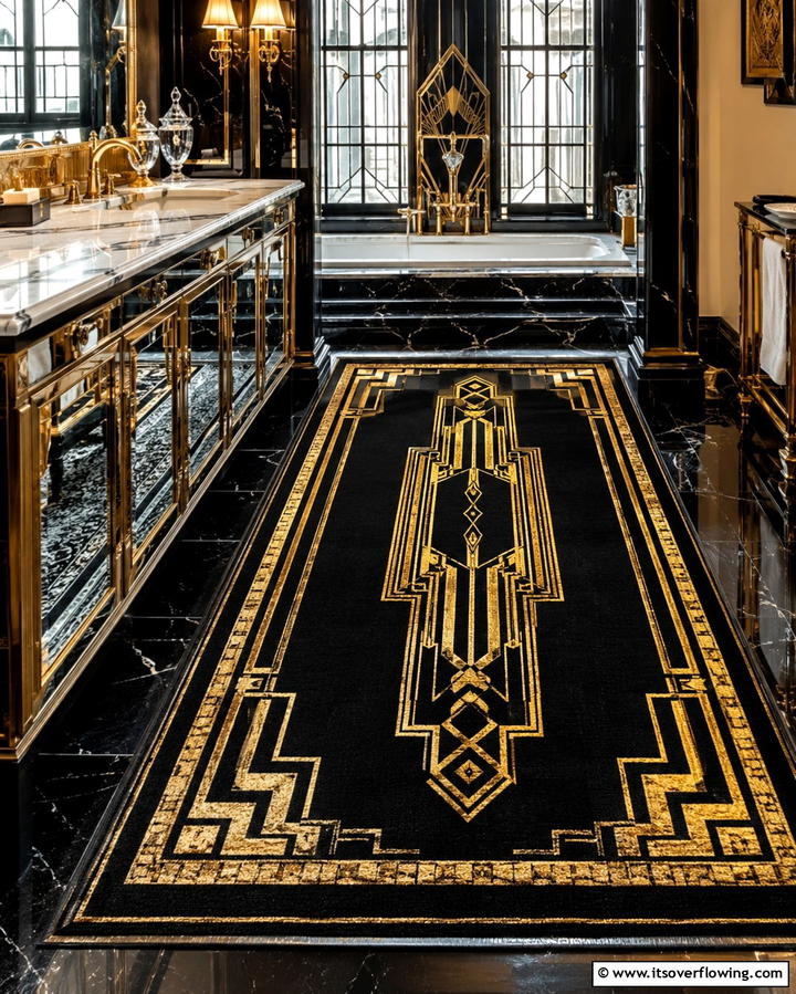 Art Deco Elegance Rug - 30 Bathroom Rug Ideas for Softness and Style Underfoot