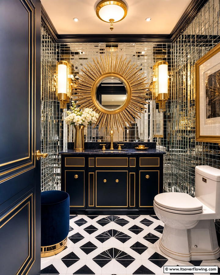 Art Deco Glam Powder Room - 21 Powder Room Designs for Stylish Small Bathroom Spaces