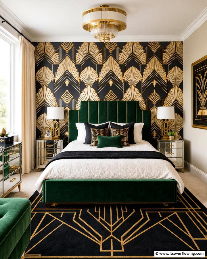 Art Deco Glamour - 21 Stunning Bedroom Wallpaper Ideas to Elevate Your Sanctuary