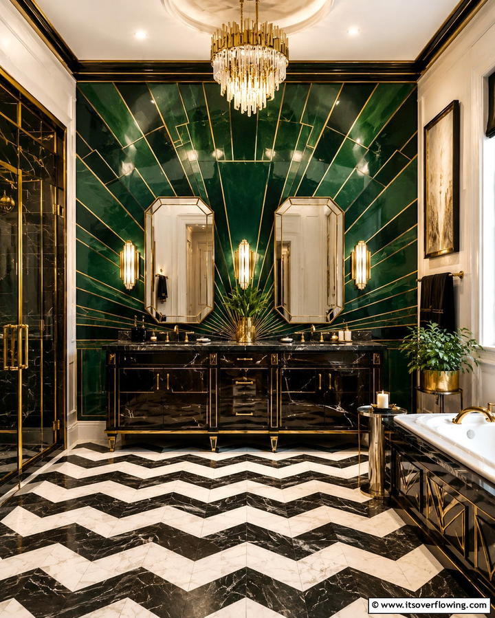 Art Deco Glamour - 30 Bathroom Mural Ideas for Bold and Artistic Wall Designs